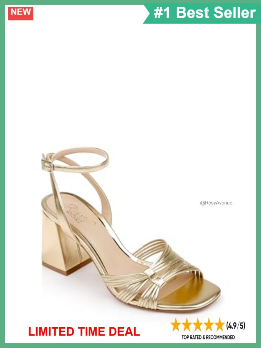 Metallic Strappy Block Heels Faux Leather Ankle Strap Open Toe Wedge Sandals